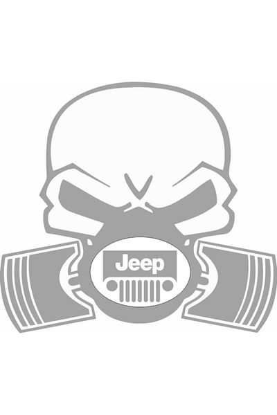 Image Sticker auto, IMAGE, Piston skull JEEP, argintiu, 22 x 20 cm