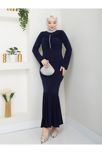 Wual giyim Βραδινό φόρεμα με πέτρινη λεπτομέρεια σε σχήμα ψαριού