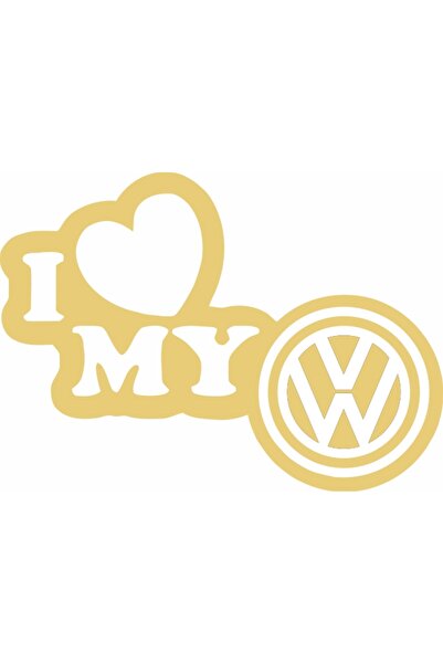 Image Sticker auto, IMAGE, I love my VOLKSWAGEN, auriu, 23 x 17 cm