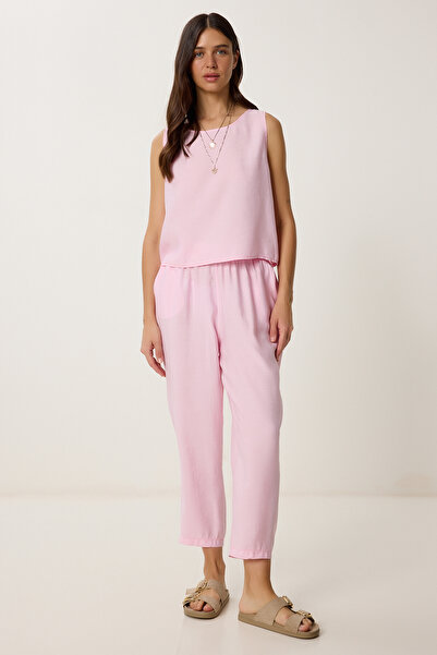 Lovelyİstanbul Set pantaloni cu bluză fără mâneci CANDY PINK LMC0058
