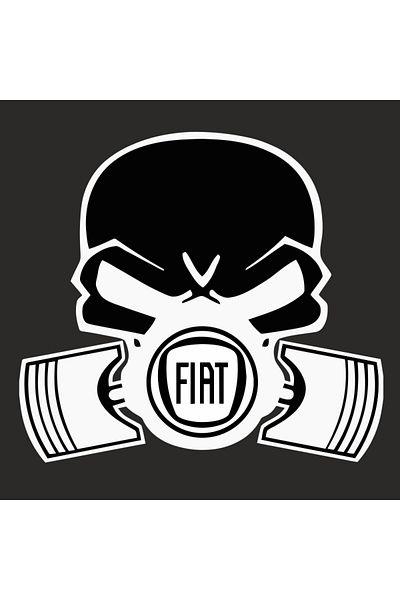 Image Car sticker, IMAGE, Piston skull FIAT, white, 22 x 20 cm