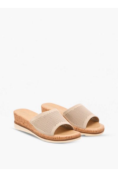 Le Confort Flyknit Textured Slip-On Comfort Sandals with Wedge Heels