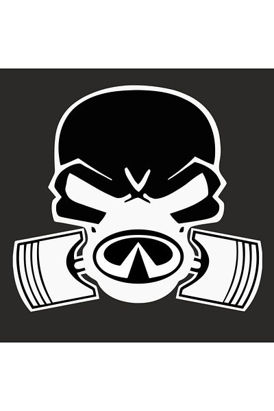 Image Car sticker, IMAGE, Piston skull INFINITI, white, 22 x 20 cm