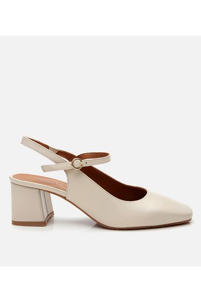 Hotiç Women's Ecru Open Back Heeled Shoes