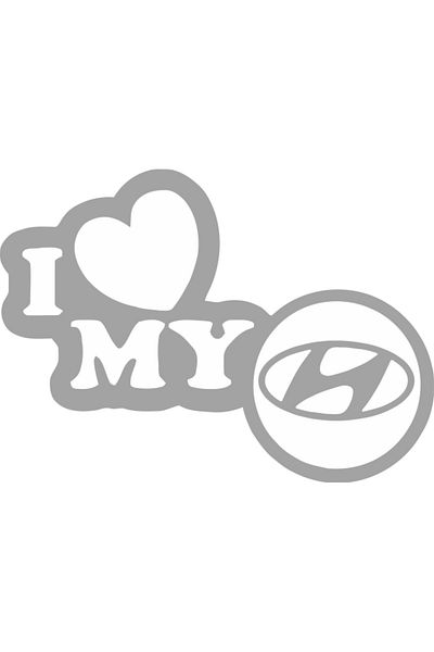 Image Sticker auto, IMAGE, I love my HYUNDAI, argintiu, 23 x 17 cm