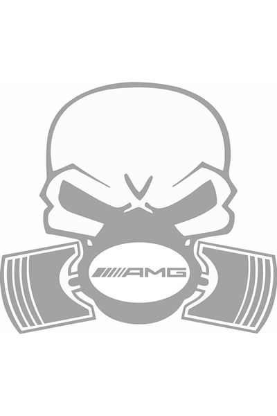 Image Sticker auto, IMAGE, Piston skull AMG, argintiu, 22 x 20 cm