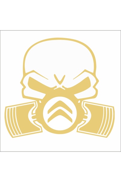 Image Car sticker, IMAGE, Piston skull CITROEN, gold, 22 x 20 cm