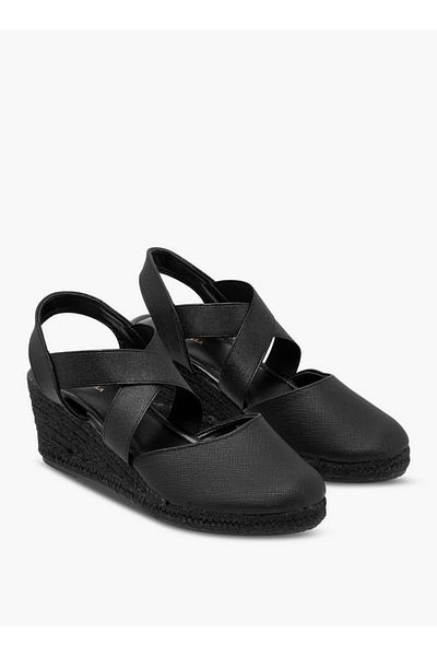 Flora Bella by Shoexpress Women's Textured Wedge Heel Shoes with Elasticated Strap