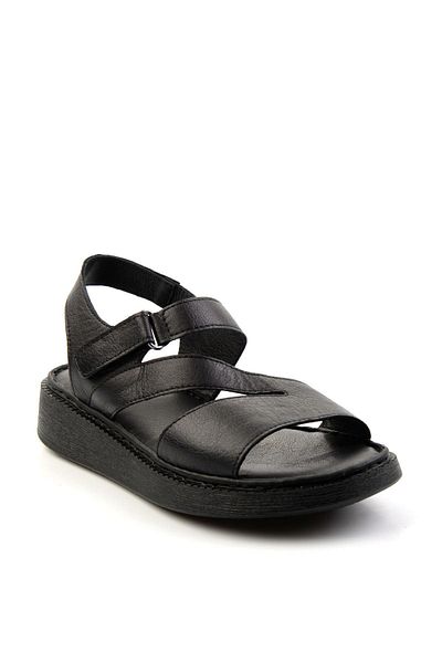 Bambi Black Leather Women's Sandals K05331045703