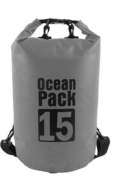 huitich 15L Grey Double-Strap Waterproof Outdoor Sport PVC Bag