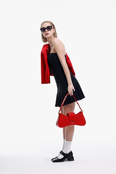 LOVENTA Adjustable Strap Shoulder Bag Greta Red