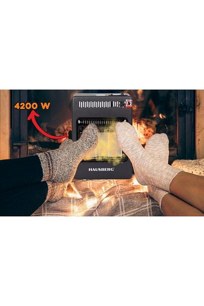 Hausberg Mini Soba pe gaz GPL HB-1023NG, piezo-electrica, 3 placi de incalzire ceramic putere 4.2kW, Negru