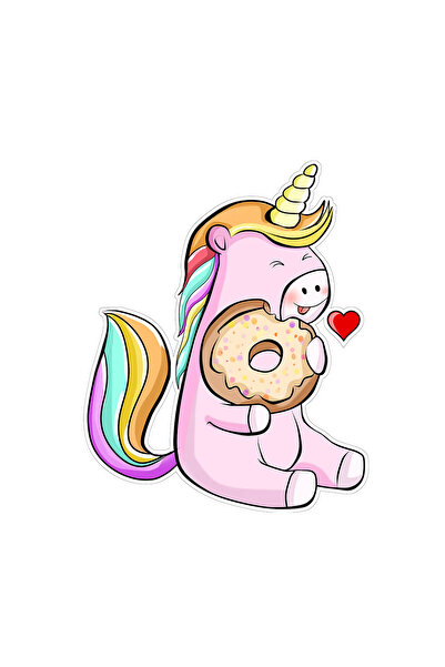 INOVATIX Set de 8 piese, autocolant unicorn mâncând gogoașă, INOVATIX®. 6 cm