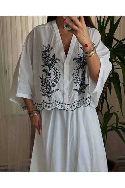 Lavanta Tekstil Embroidered Shirt Skirt Set