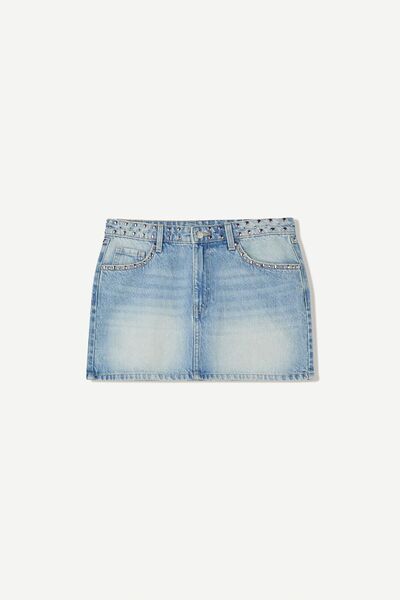 Bershka Zımbalı mini denim etek