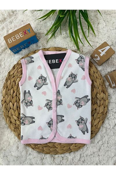 BEBEXY BUTİK Rabbit Printed Baby Vest Pink