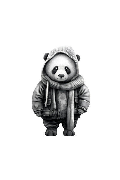 INOVATIX Set de 8 piese, autocolant Ursuleț Panda cu jachetă și eșarfă, INOVA...