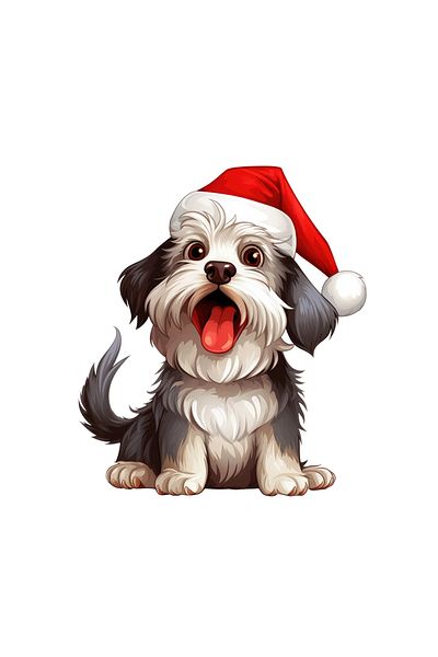 INOVATIX Set of 8, Yorkshire Terrier Sticker with Christmas Hat, INOVATIX®. 6 cm