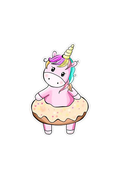 INOVATIX Set of 8 pieces, Unicorn in a donut sticker, INOVATIX®. 6 cm