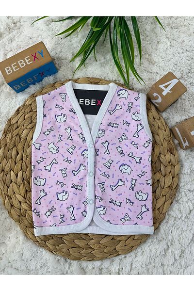 BEBEXY BUTİK Giraffe Printed Baby Vest Pink
