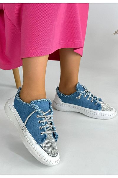 Celira Enber Blue Denim Lace-Up Sneakers