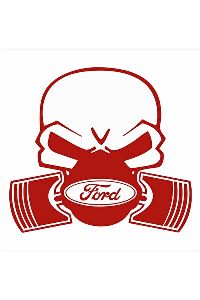 Image Car sticker, IMAGE, Piston skull FORD, red, 22 x 20 cm