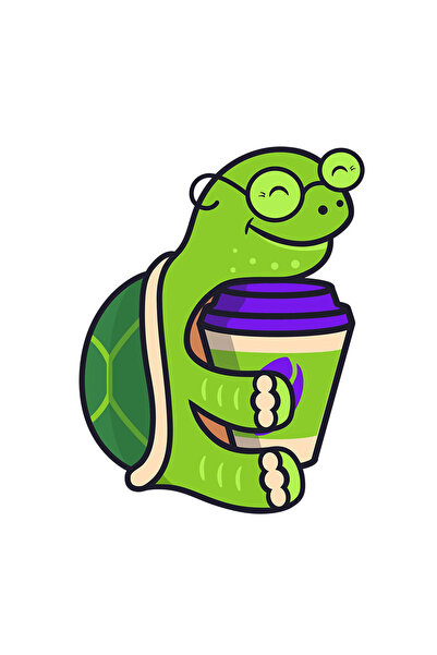 INOVATIX Set de 8 piese, autocolant Turtle coffee, INOVATIX®. 6 cm