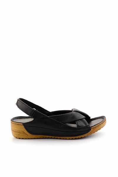 Bambi Schwarz Leder Damen Sandalen K05331022503
