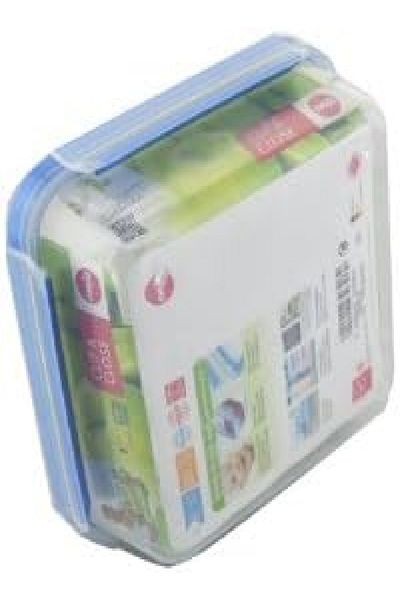 emsa Clip & Close 2.0" Square Food Container – 28.74 fl oz, Transparent/Blue, Leakproof
