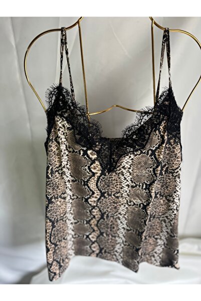 Roche Leopar desenli dantel detaylı atlet