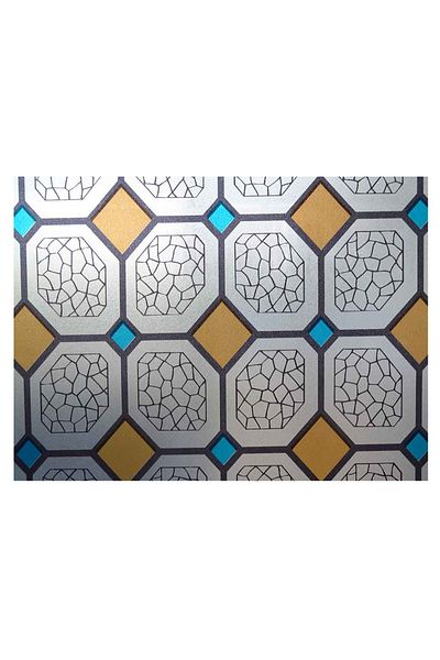 media Decorative stained glass window film, orange and blue diamonds, 8 m x 0.9 m