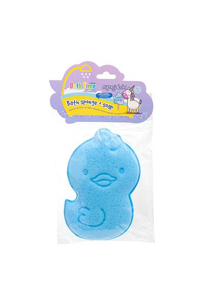 Esponjabon 2 in 1 Blue Duckling Shower Sponge and Built-in Soap, with Cotton Candy Scent, Espojabon, 1 pc