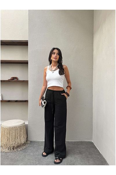 ESRAHELVACI Black Linen Cord Pants