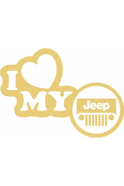 Image Αυτοκόλλητο αυτοκινήτου, ΕΙΚΟΝΑ, Λατρεύω το JEEP μου, χρυσό, 23 x 17 εκ.