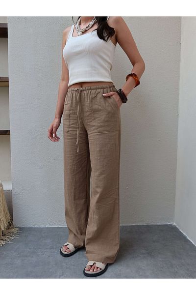 ESRAHELVACI Brown Linen Cord Pants