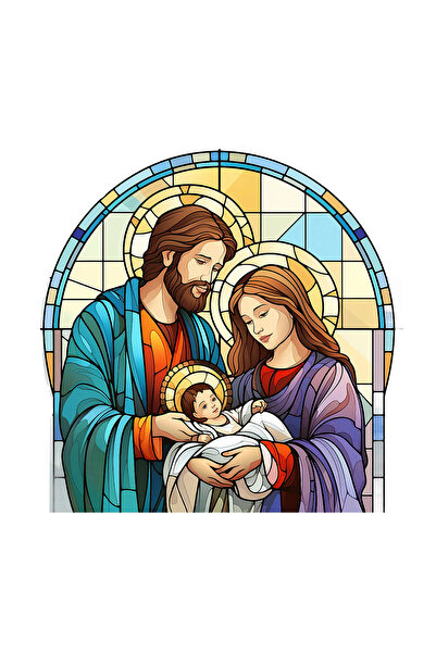 INOVATIX Set de 8 piese, autocolant vitraliu Nașterea Domnului Isus Iosif și ...