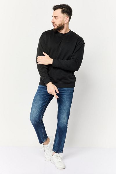 Algspar Men Sportswear Fit Long Sleeves Outdoor Sweatshirt, Black