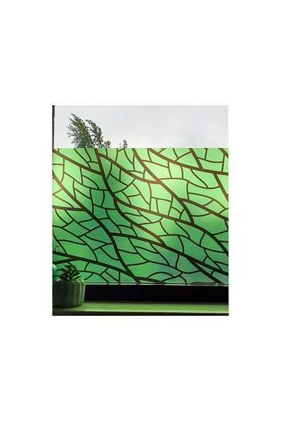 media Decorative geometric window film, green and black, 8 m x 1 m