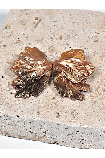 NARRU Handmade NARRU earrings, inspired by flowers and leaves, in shades of brown and copper, Marilu 08