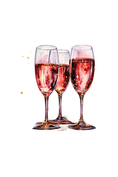 INOVATIX Σετ 8 τεμαχίων, Αυτοκόλλητο Τρία ποτήρια ροζέ κρασί, INOVATIX®. 6 εκ.