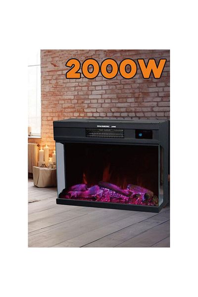 Hausberg Elektrický krb s ventilátorem a dálkovým ovládáním HB-8221NG, 2000W, plamen, 2 stupně, termostat