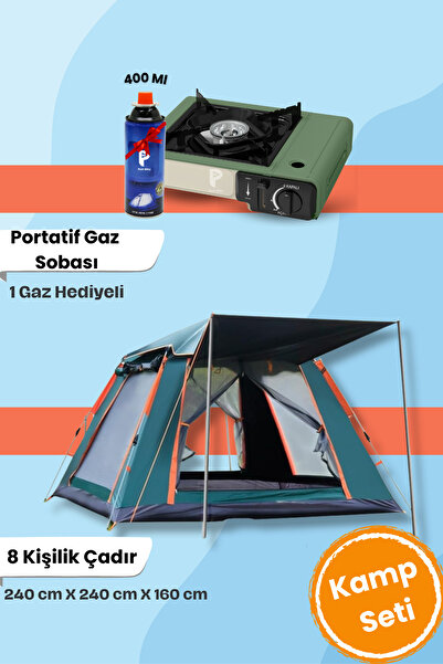 post alley 8 Kişilik Çadır + Kamp Gaz Sobası (1 Adet Gaz Hediyeli)