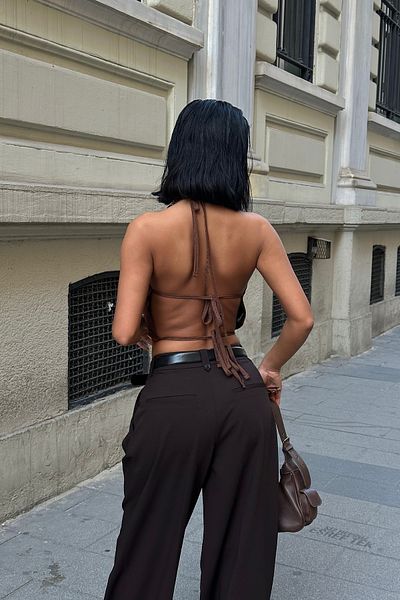 boutiquen Μπλούζα με εξώπλατο λινό στυλ