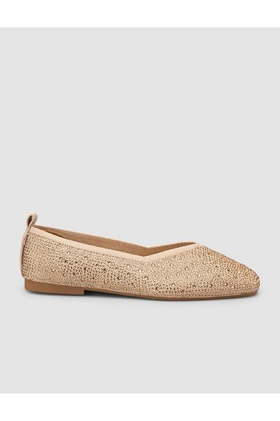 Cabani Fabric Stone Beige Women's Ballerinas