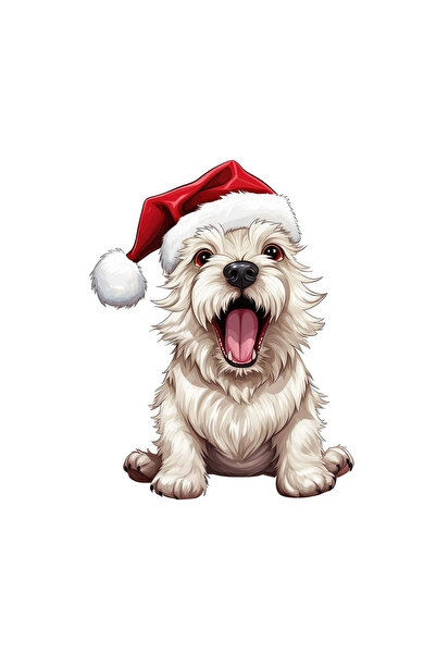 INOVATIX Set de 8, autocolant West Highland White Terrier cu pălărie de Crăci...