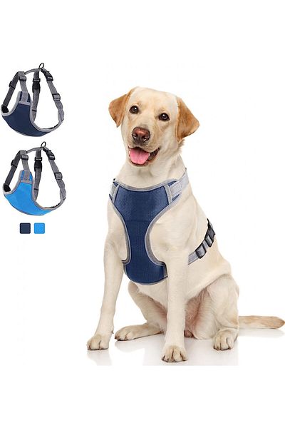ERUW dog harness, nylon, grey/navy blue, size L