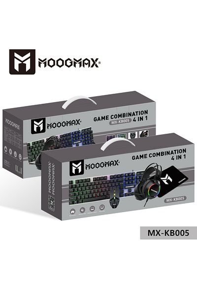 MOOGMAX باكج ألعاب متكامل 4 في 1 من موج ماكس –كيبورد قيمنق مضيء، ماوس قابل لتغيير DPI، سماعة صوت محيطي ناعمة