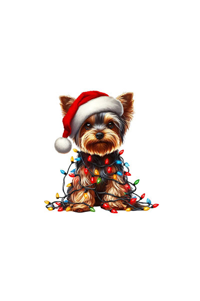 INOVATIX Set de 8 autocolante Yorkshire Terrier decorate cu Crăciun, INOVATIX...