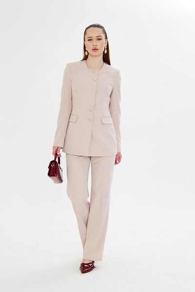 LOVELF Gold Buttoned Square Collar Suit Beige