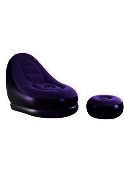 huitich Inflatable Lounge Chair with Ottoman Navy Blue